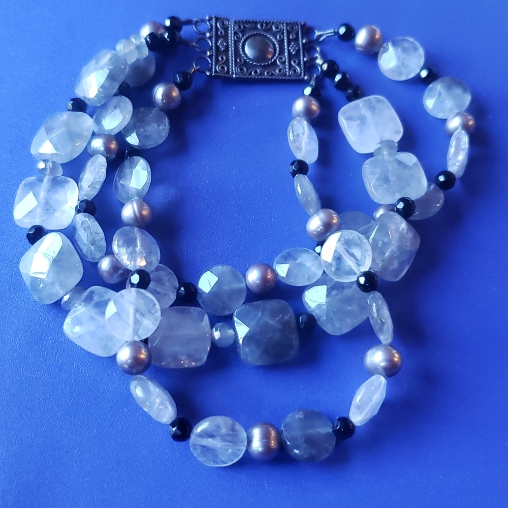 Artisan Stone and Pearl Bracelet
